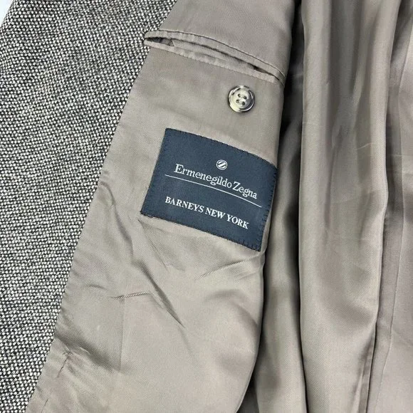 Ermenegildo Zegna Tan & Green Woven Cashmere Silk 3 Button 2 Vent Blazer Mens 42